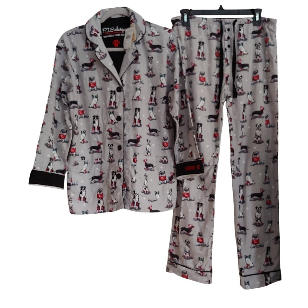 P.J. Salvage  Gray Womens 2 Piece Pajamas Cozy Snuggle Pet Series S